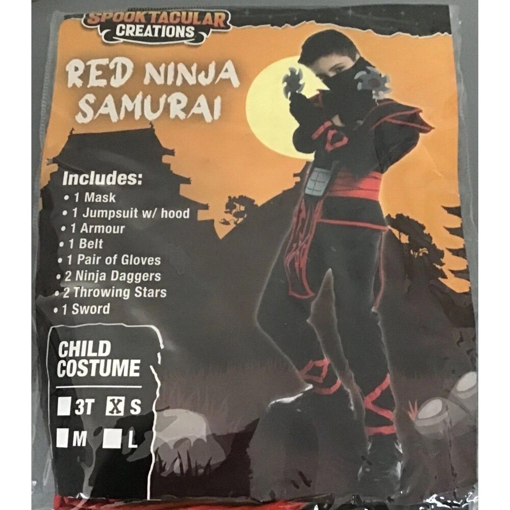 RED NINJA SAMURAI Costume CHILD SMALL Halloween Spooktacular NIP